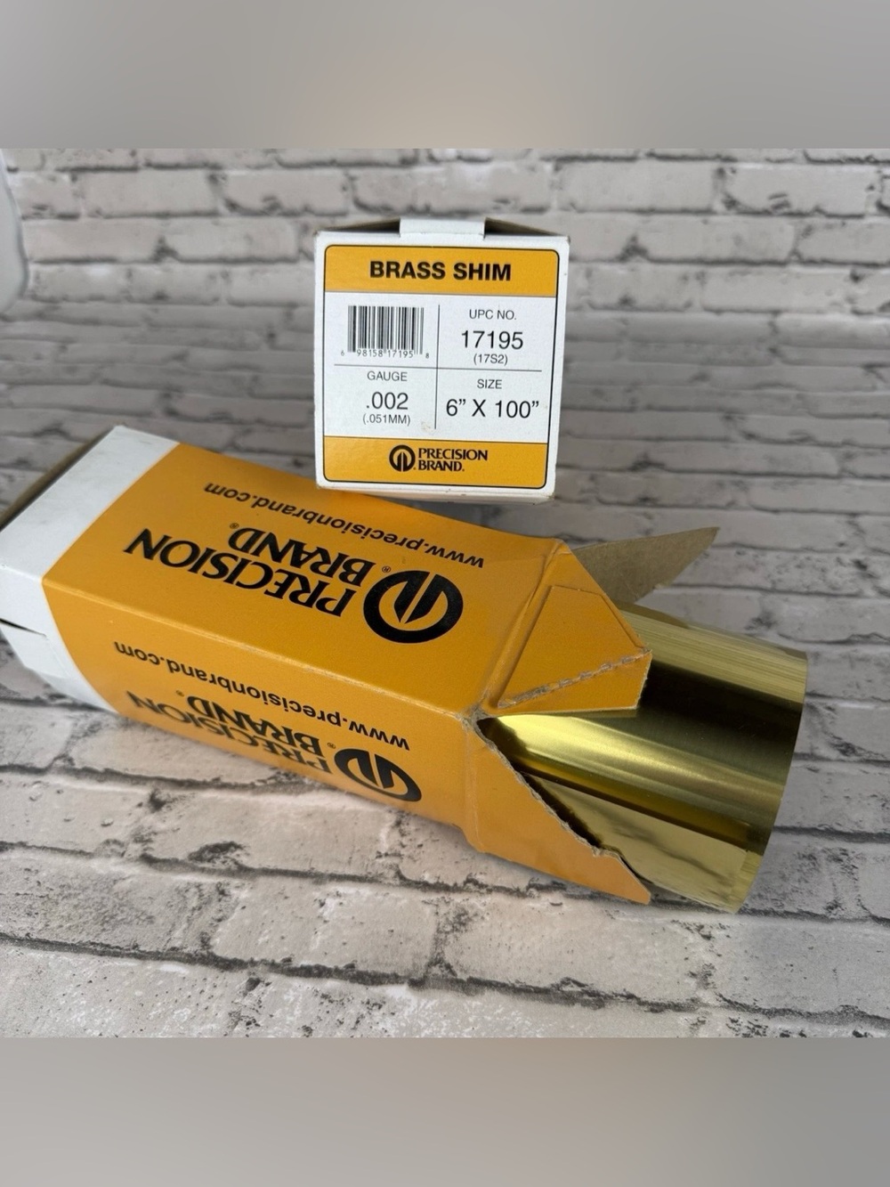 NEW IN BOX LOT OF 2 PRECISION BRAND BRASS SHIM SIZE 6'' X 100'' GAUGE .002 17195